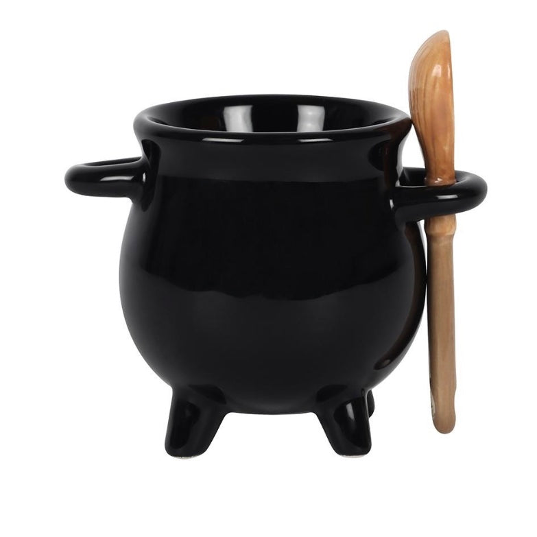 Cauldron Egg Cup with Broom Spoon